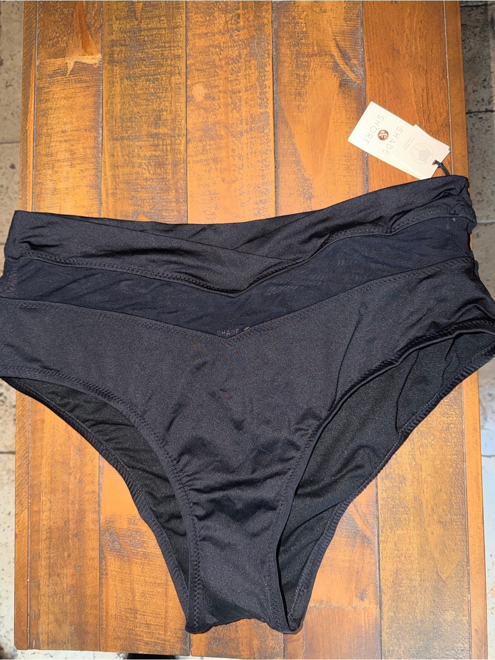 Shade & Shore Black High-Waist V-Front Swim Bottom